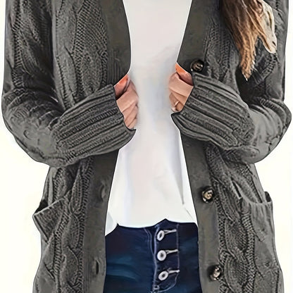 Kabelgebreid Warm Dames Vest Met Knopen