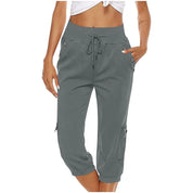 Casual Women's Capri Pants with Drawstring and Pockets