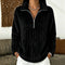 Dames Zachte Geribbelde Trui met Quarter-Zip en Kraag