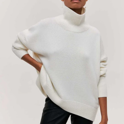 Warme Oversized Dames Winter Coltrui Met Ribgebreide Boorden