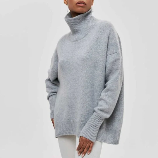 Warme Oversized Dames Winter Coltrui Met Ribgebreide Boorden