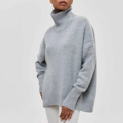Warme Oversized Dames Winter Coltrui Met Ribgebreide Boorden