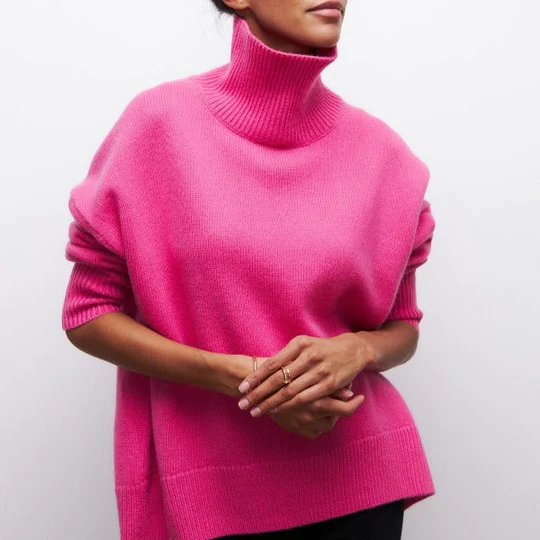 Warme Oversized Dames Winter Coltrui Met Ribgebreide Boorden