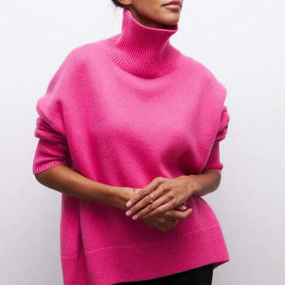 Warme Oversized Dames Winter Coltrui Met Ribgebreide Boorden