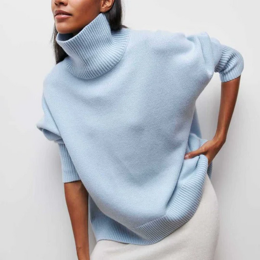 Warme Oversized Dames Winter Coltrui Met Ribgebreide Boorden