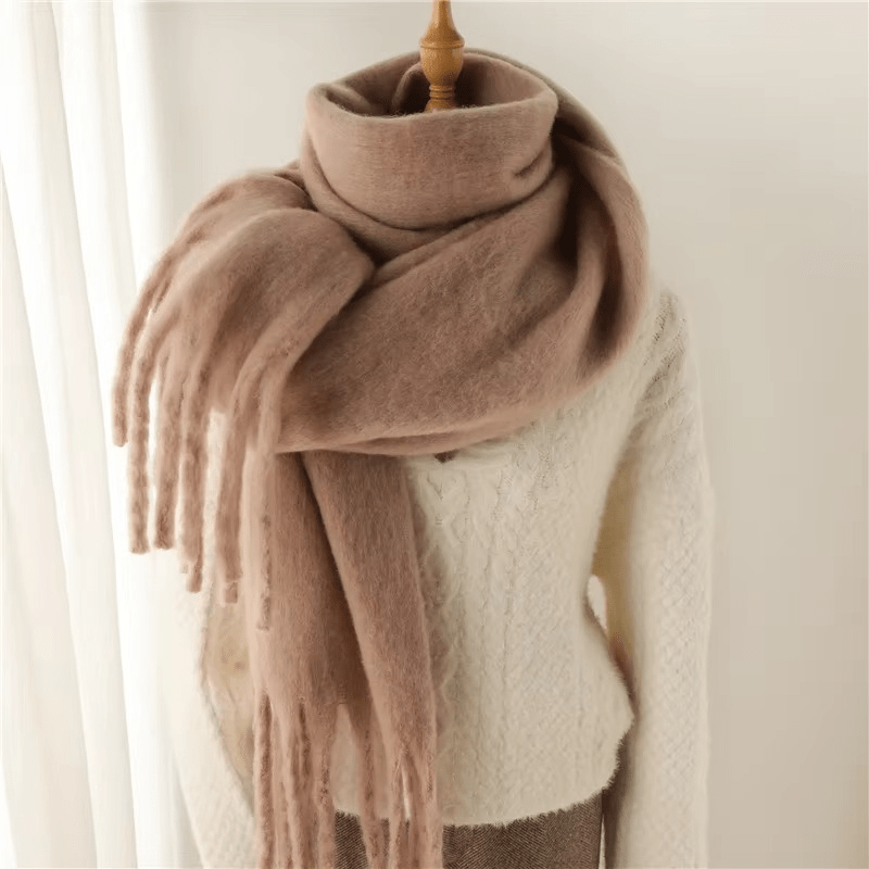 Dames Zachte Oversized Sjaal met Franjes en Cashmeremix