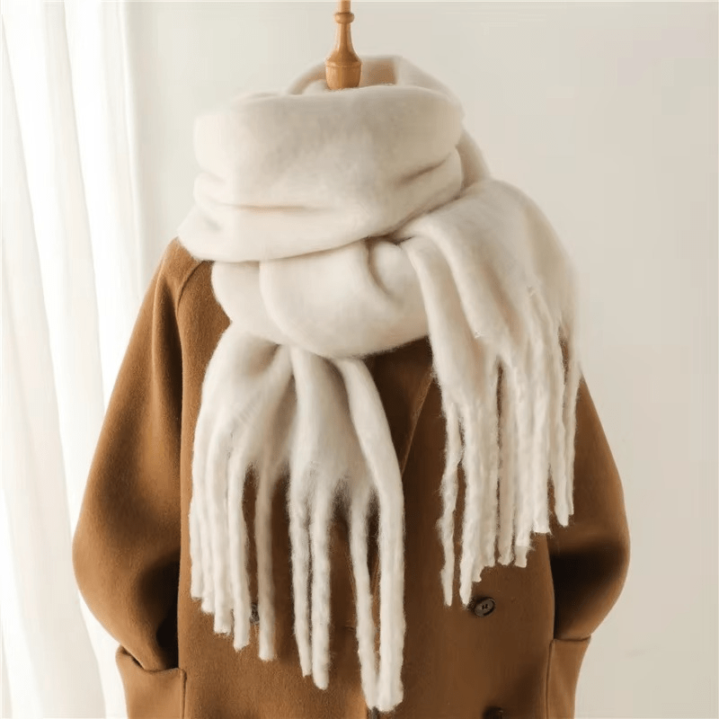 Dames Zachte Oversized Sjaal met Franjes en Cashmeremix