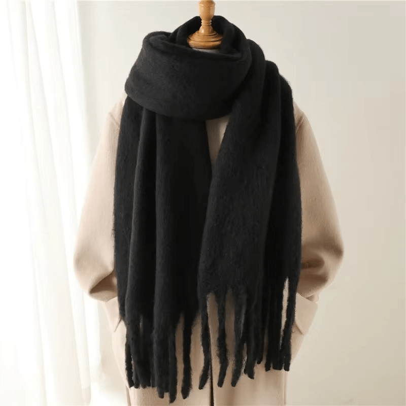 Dames Zachte Oversized Sjaal met Franjes en Cashmeremix