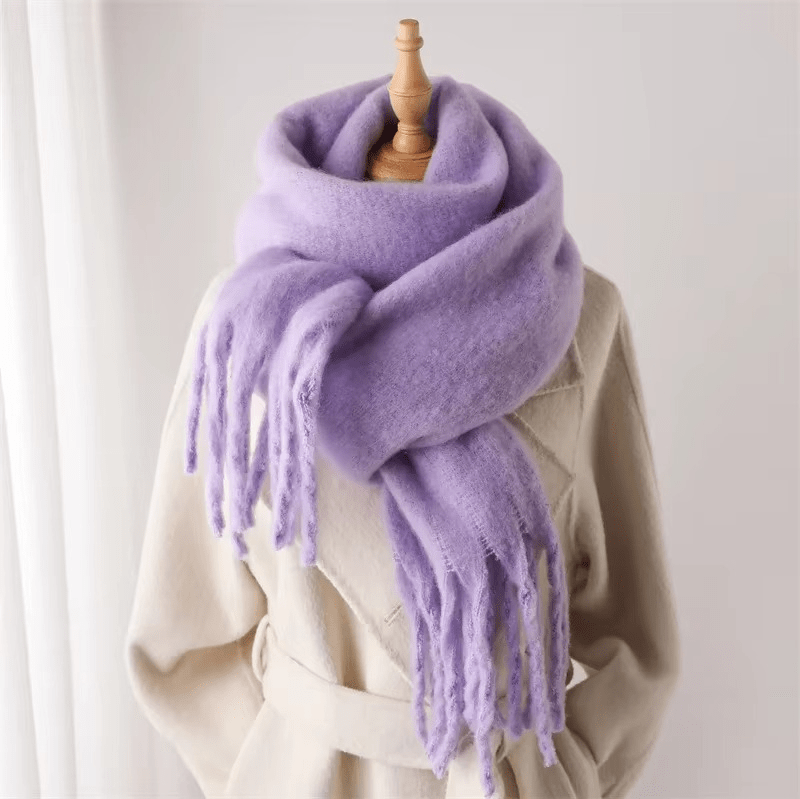 Dames Zachte Oversized Sjaal met Franjes en Cashmeremix