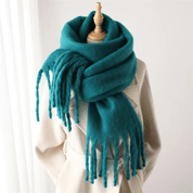 Dames Zachte Oversized Sjaal met Franjes en Cashmeremix