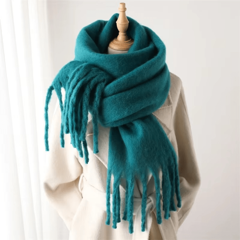 Dames Zachte Oversized Sjaal met Franjes en Cashmeremix