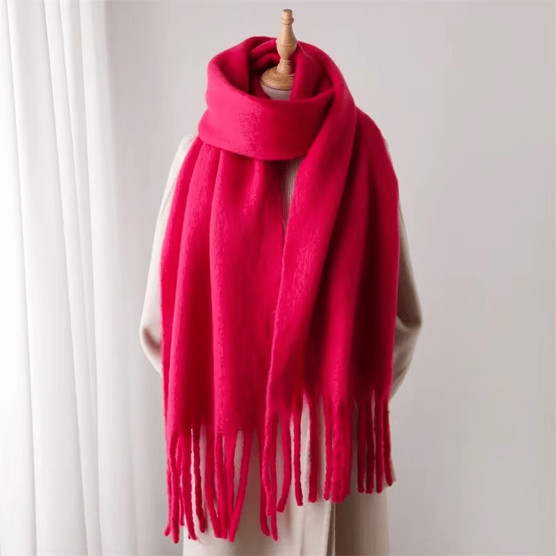 Dames Zachte Oversized Sjaal met Franjes en Cashmeremix