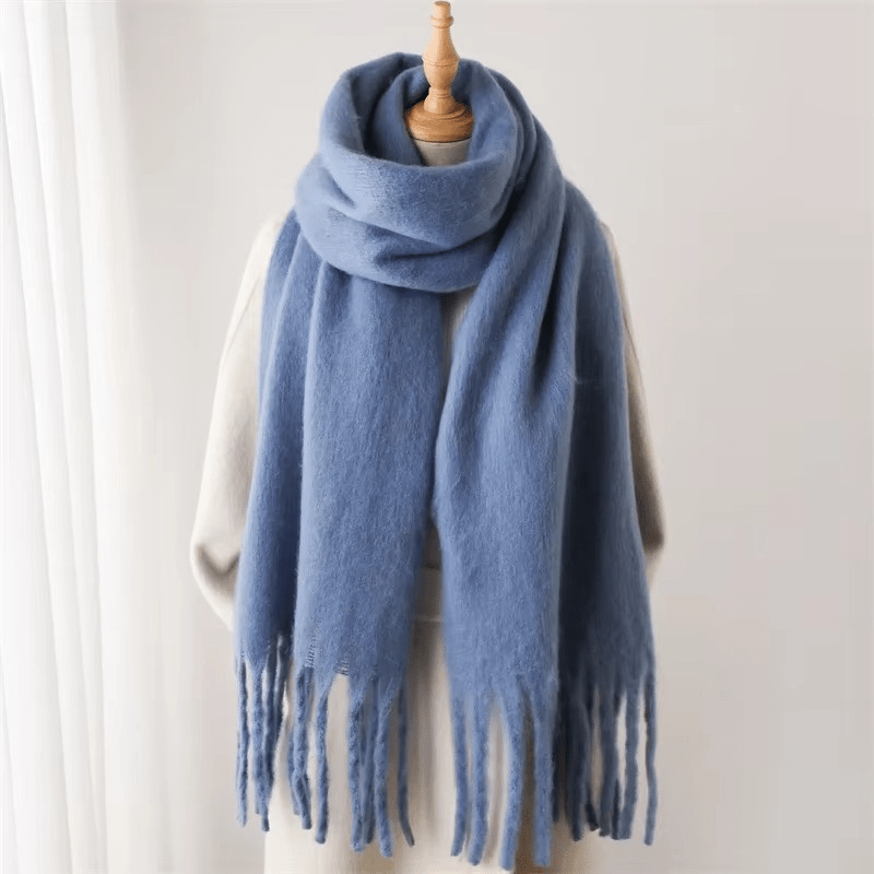 Dames Zachte Oversized Sjaal met Franjes en Cashmeremix
