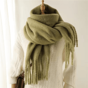 Dames Zachte Oversized Sjaal met Franjes en Cashmeremix