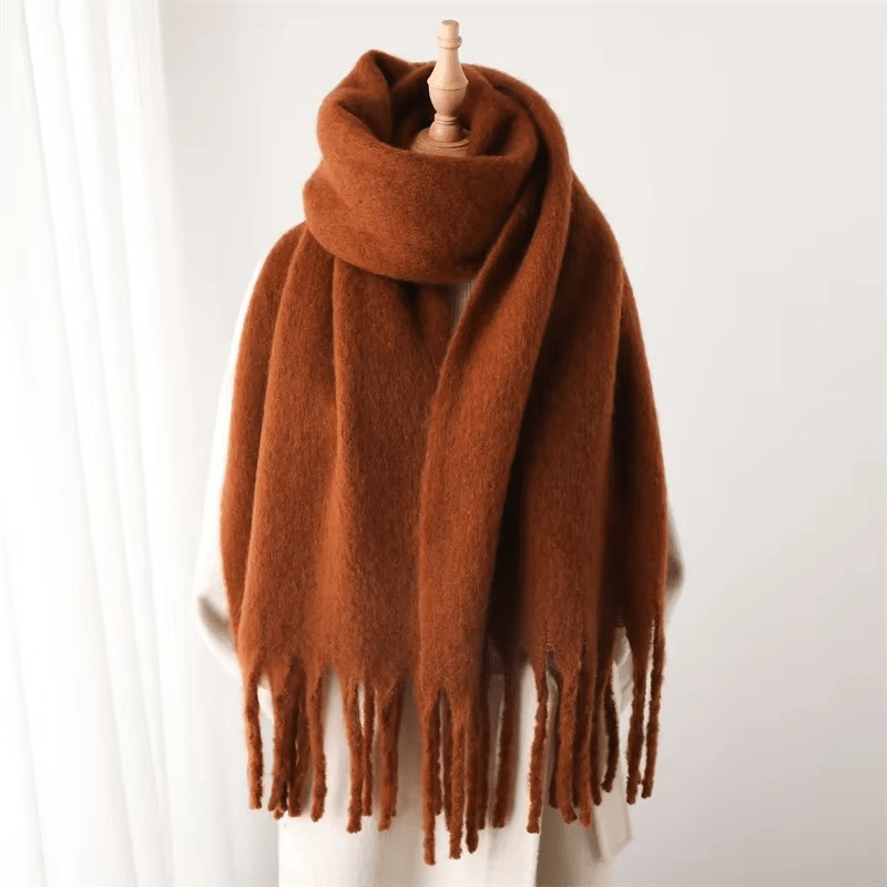 Dames Zachte Oversized Sjaal met Franjes en Cashmeremix