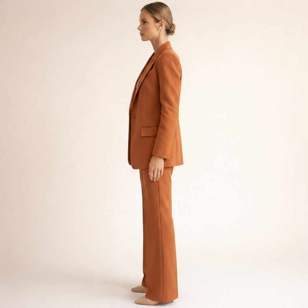 Dames Tijdloos Pak met Uitlopende Broek en Reverskraag