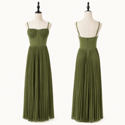 Cleo - Plissé Dames Midi Jurk Met Kant Details