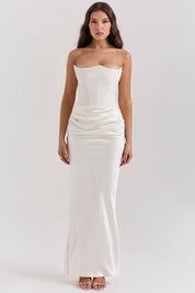 Dames Elegante Strapless Maxi Jurk met Lange Rok