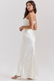 Dames Elegante Strapless Maxi Jurk met Lange Rok