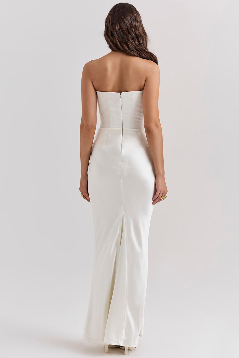 Dames Elegante Strapless Maxi Jurk met Lange Rok