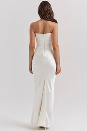 Dames Elegante Strapless Maxi Jurk met Lange Rok