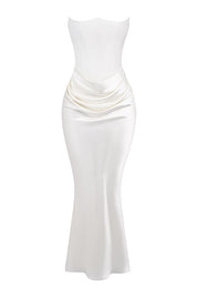Dames Elegante Strapless Maxi Jurk met Lange Rok