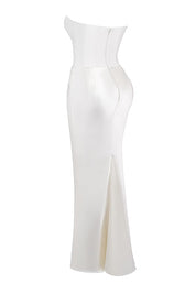 Dames Elegante Strapless Maxi Jurk met Lange Rok