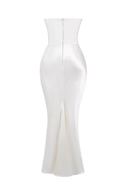 Dames Elegante Strapless Maxi Jurk met Lange Rok