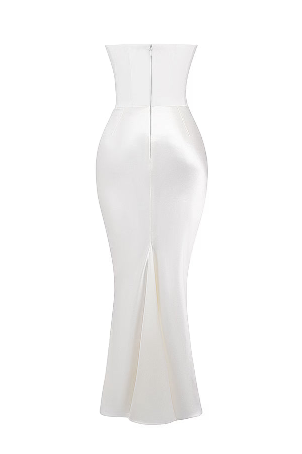 Dames Elegante Strapless Maxi Jurk met Lange Rok