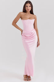 Dames Elegante Strapless Maxi Jurk met Lange Rok