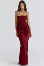 Dames Elegante Strapless Maxi Jurk met Lange Rok