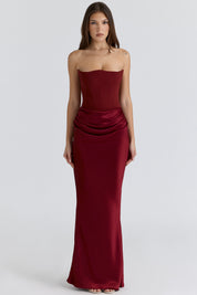 Dames Elegante Strapless Maxi Jurk met Lange Rok