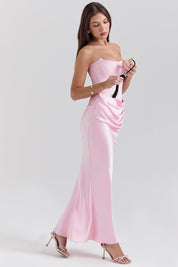 Dames Elegante Strapless Maxi Jurk met Lange Rok