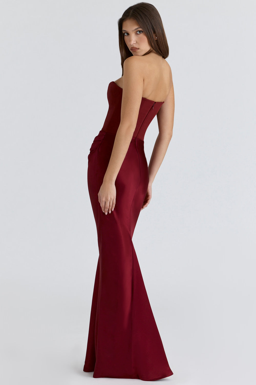 Dames Elegante Strapless Maxi Jurk met Lange Rok