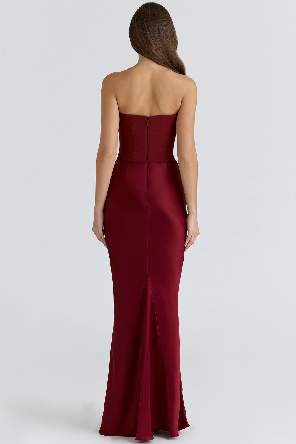 Dames Elegante Strapless Maxi Jurk met Lange Rok