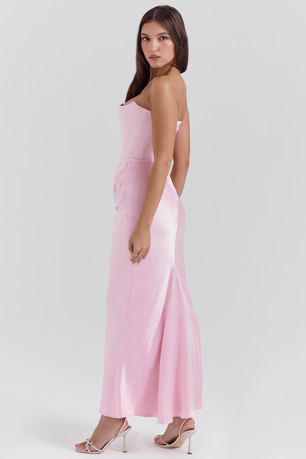 Dames Elegante Strapless Maxi Jurk met Lange Rok