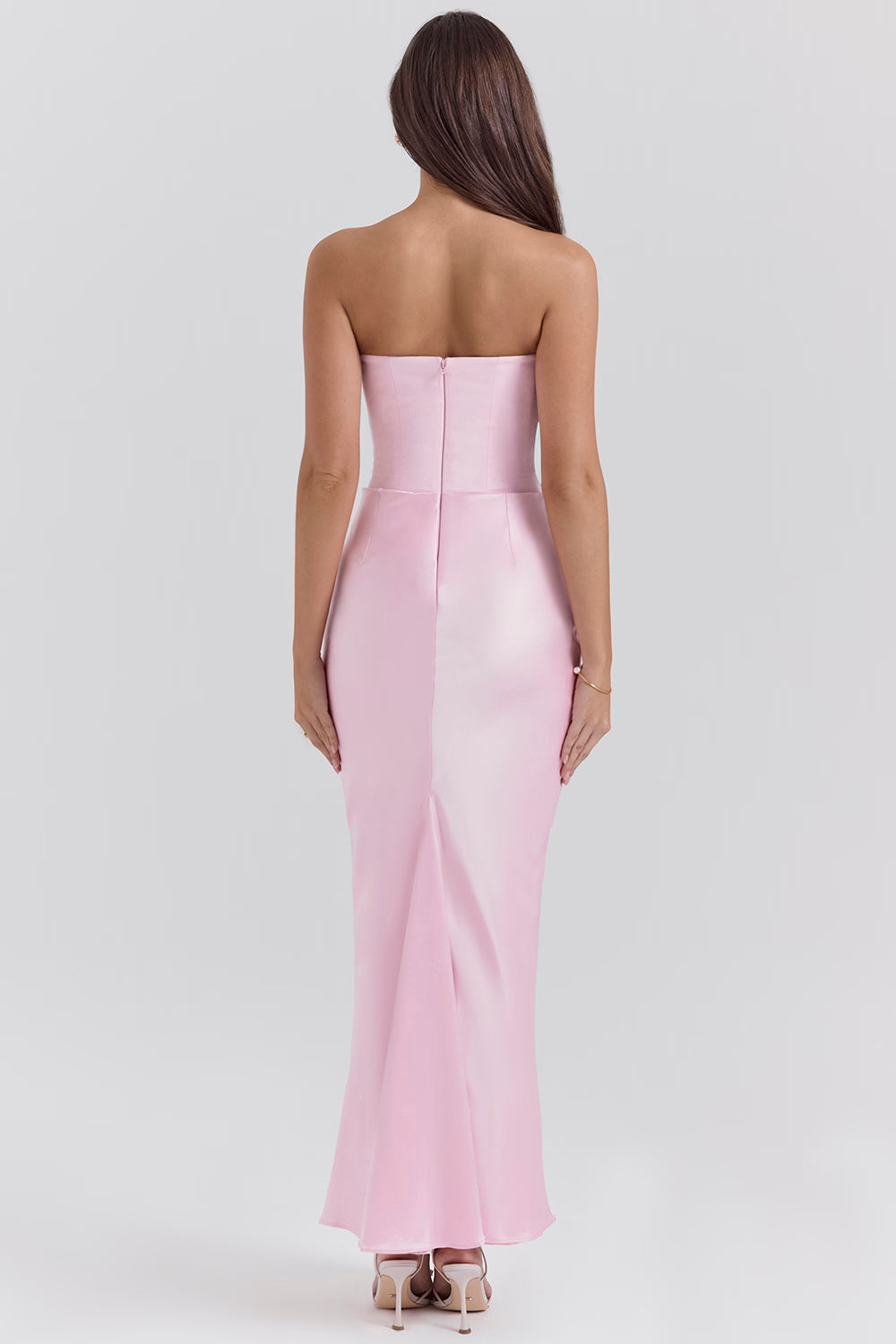 Dames Elegante Strapless Maxi Jurk met Lange Rok