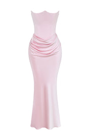 Dames Elegante Strapless Maxi Jurk met Lange Rok