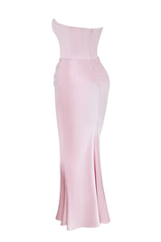 Dames Elegante Strapless Maxi Jurk met Lange Rok