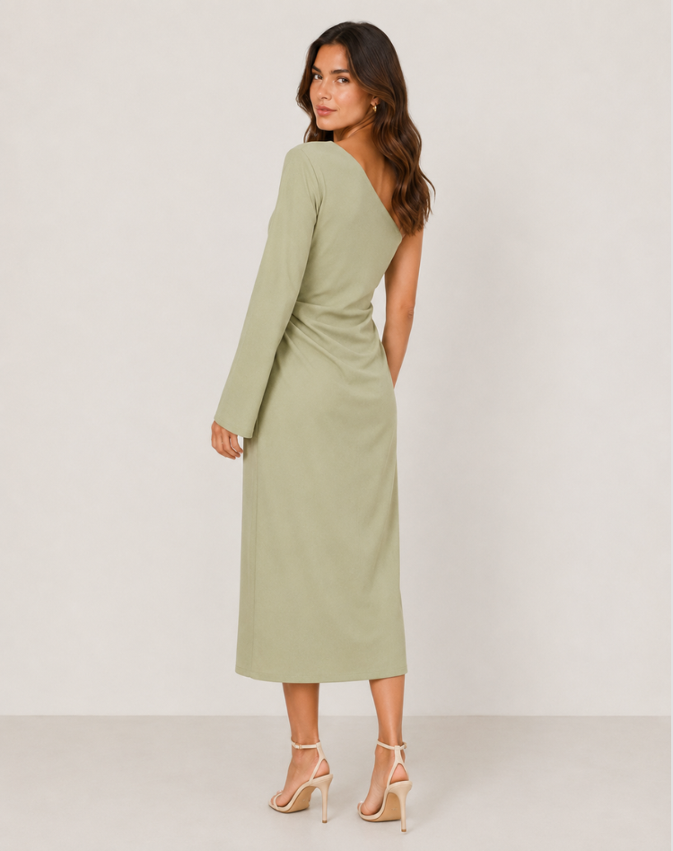 Zara - sukienka maxi na jedno ramię o eleganckim kroju