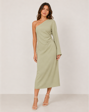 Zara - sukienka maxi na jedno ramię o eleganckim kroju