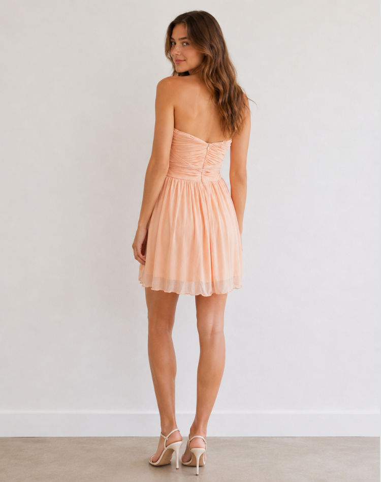 Strapless Glitter Mini Jurk Met Grote Strik Cocktail Feest Voor Dames