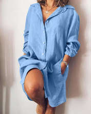 Summer Women's Midi Dress with Button Closure and Loose Fit