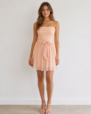 Strapless Glitter Mini Jurk Met Grote Strik Cocktail Feest Voor Dames