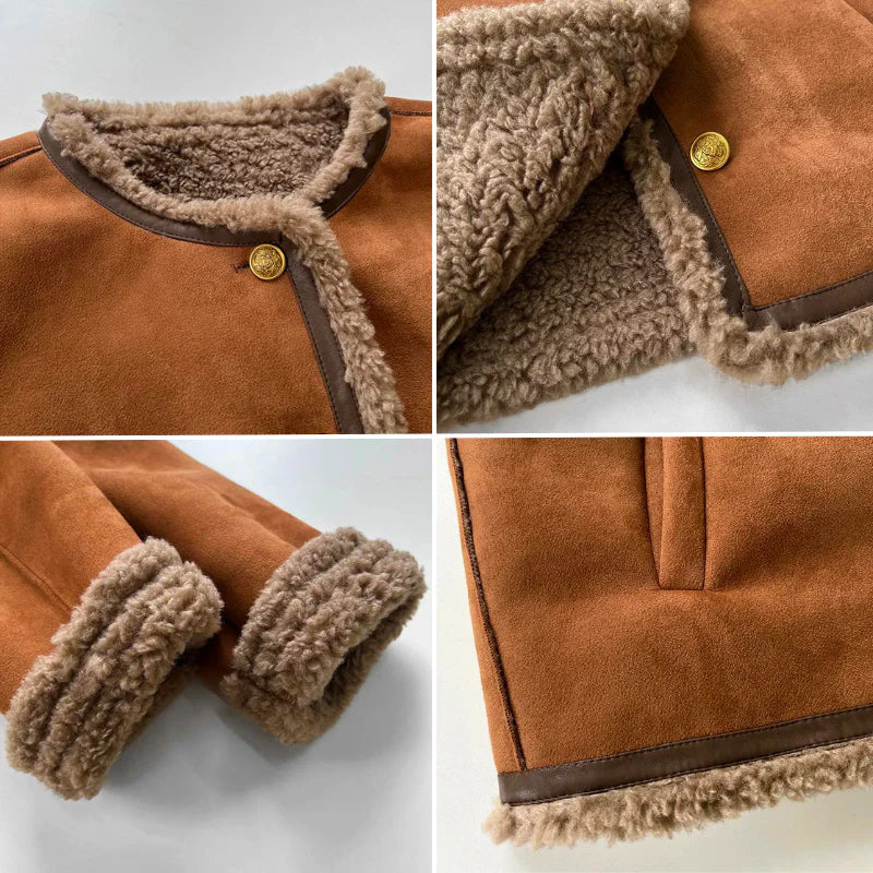 Vrouwen Teddy Winterjas met Knoopsluiting en Fleece Voering