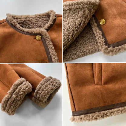 Vrouwen Teddy Winterjas met Knoopsluiting en Fleece Voering