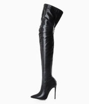 Stylish Black Women's Knee Boots with Zipper and High Heel
