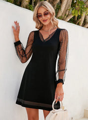 Party Jurk Met V Hals En Glitter Mouwen Voor Dames