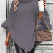 Poncho-pull chaud et stylé pour femmes avec col en fausse fourrure