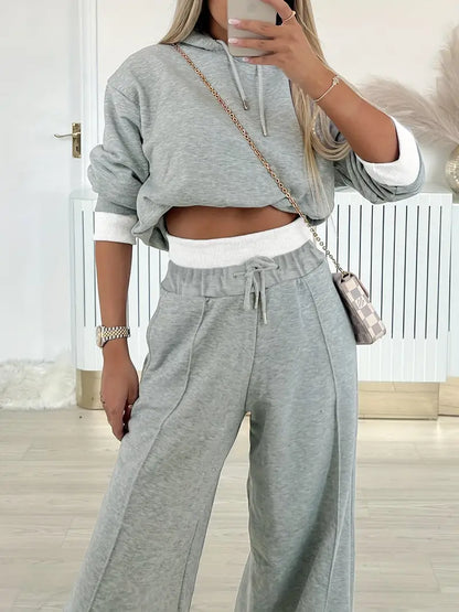 Tweedelige tracksuit set vrouwen hoodie wijde broek